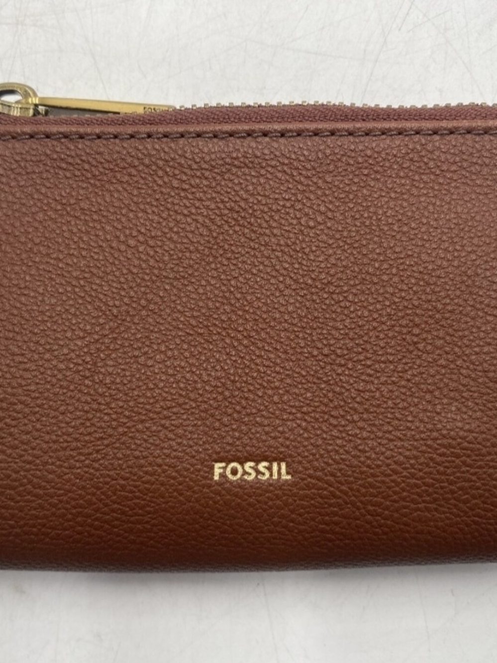 Fossil Brown Leather Zip Wristlet